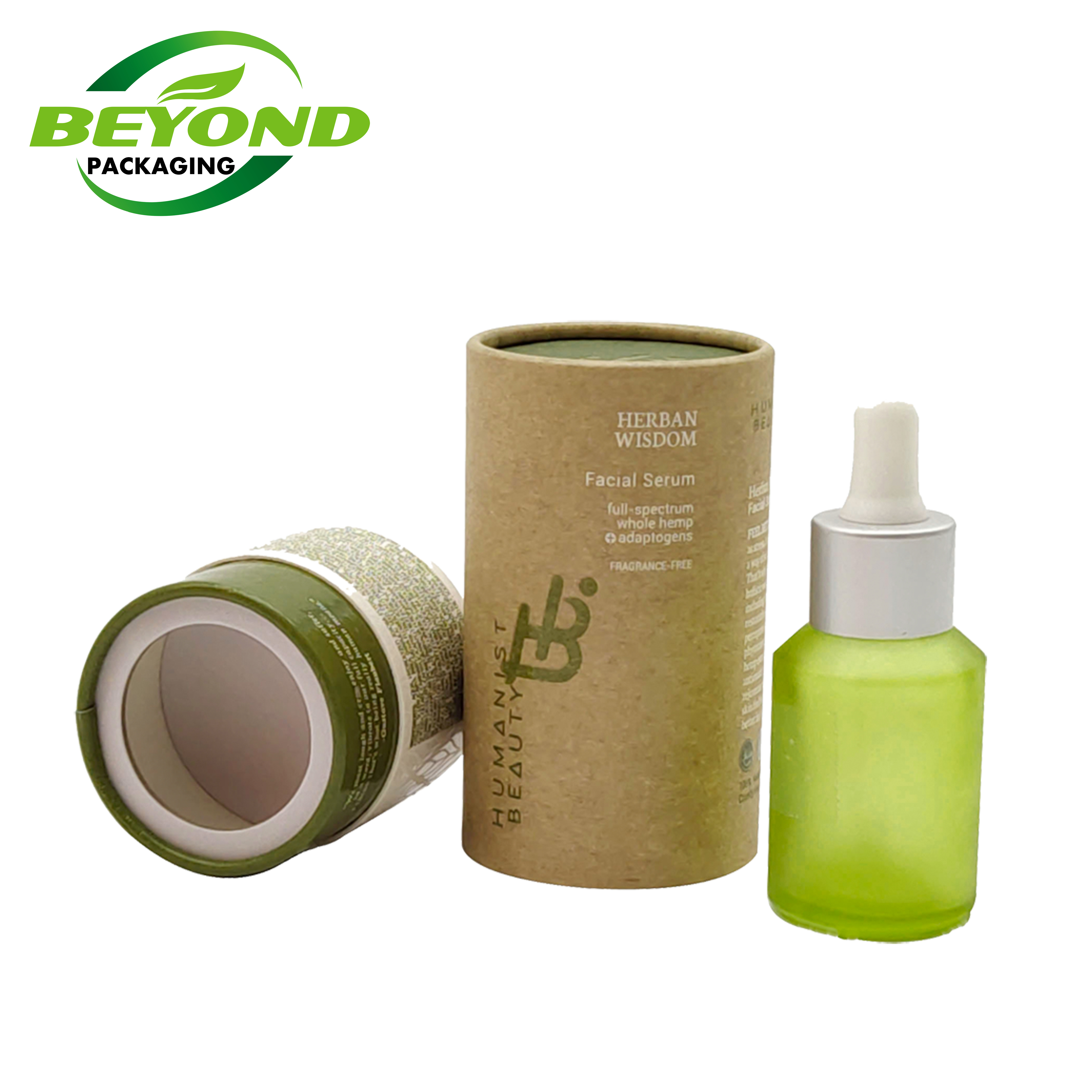 Custom colorful biodegradable Cardboard paper tubes cosmetic green bottle packaging container box