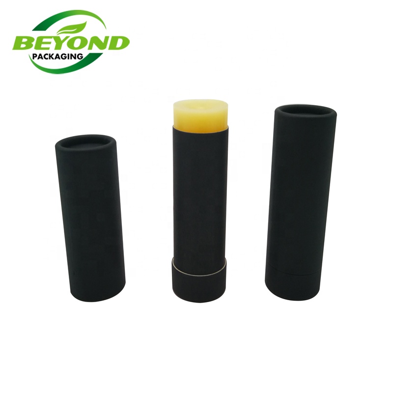 Recycled Black cardboard lip balm push up paper tubes for long or short lid