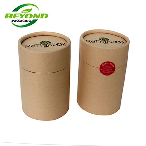 Recycle Material Natural Kraft Cardboard Rolled Edge Custom Printed Tea Packaging Tube Round Carton Gift Box