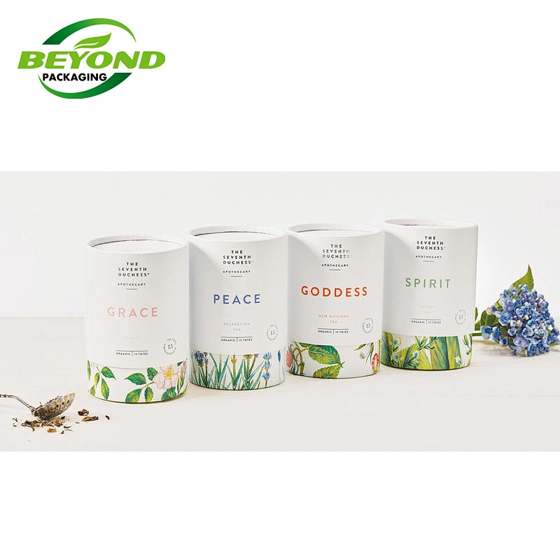 Personalized Luxury Coffee Tea Packaging Box Sleeve Round tube Tea Bag Gift Packing Cardboard Paper Tea Box