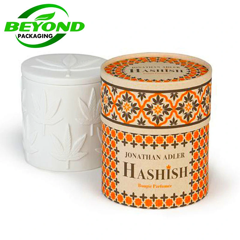Luxury Printed Logo Round Cardboard Kraft Paper Candle Paper Tube In Candle Packaging