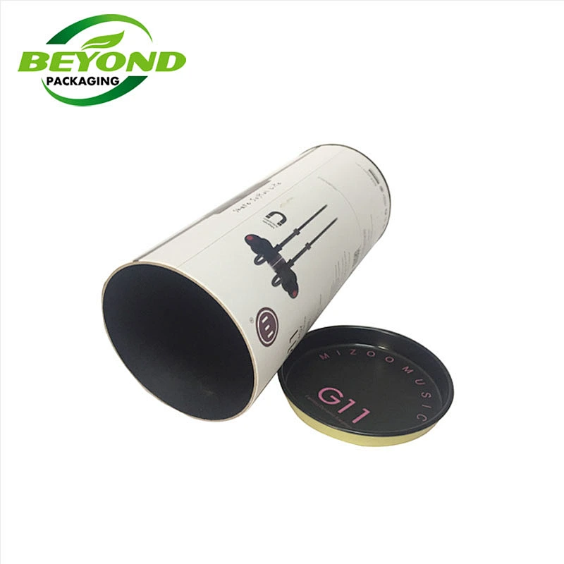 Best Selling CMYK Printing Matte Cardboard Tube Round Cylinder Box Carton Tube Paper Packaging With Metal Lid