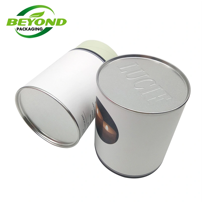 Custom biodegradable cardboard white paper tube round paper box cylinder packaging box for candle