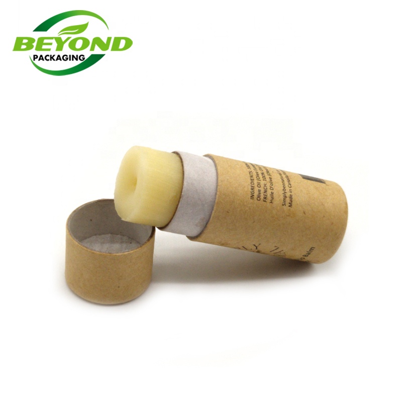 custom printing empty 5g lip balm tub eco friendly push up cosmetic brown kraft paper tube packaging