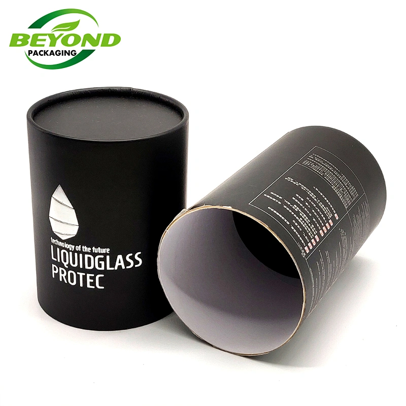 Luxury Customized High Quality Matt Lamination Black Cylinder Kraft Paper Packaging Cardboard Tube For Cosmetic Bottle Packaging