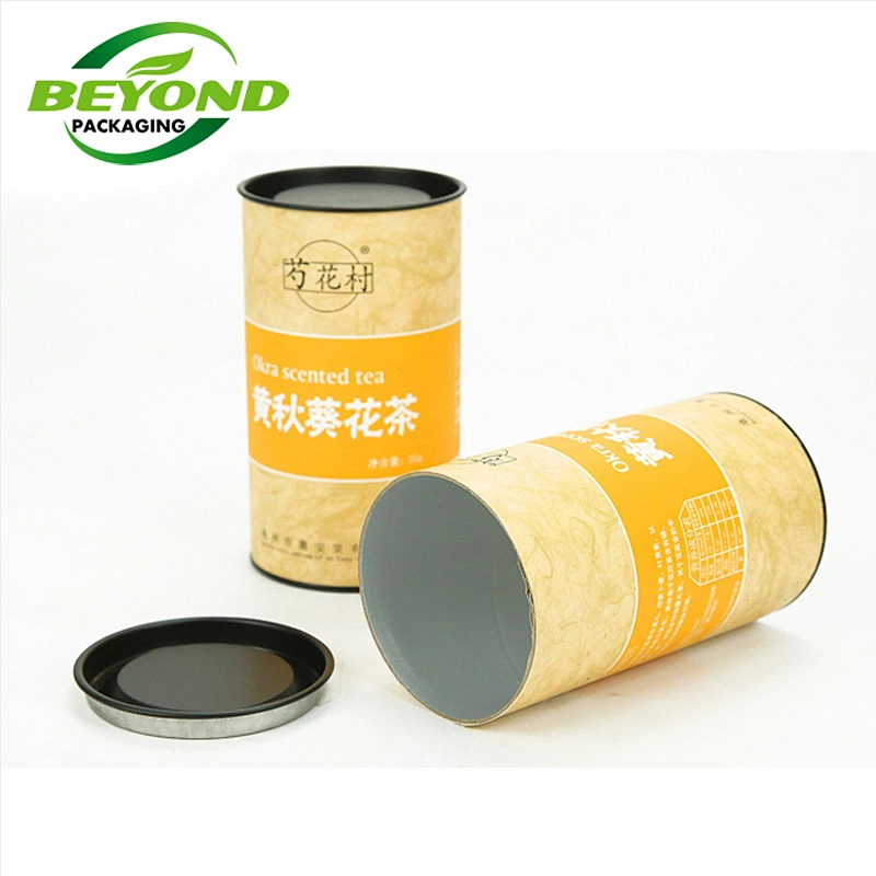 Package China Wholesale Cardboard Round Shape Custom Printing Aluminum Foil Inside Coffee Packaging With Metal Lids