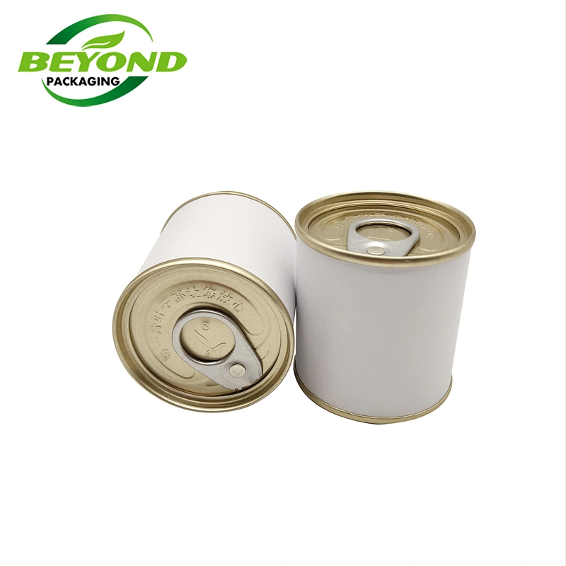 Recycled Biodegradable Material Food Grade Cylinder White Paper Tube Packaging With Metal Lid With Seal For Tea
