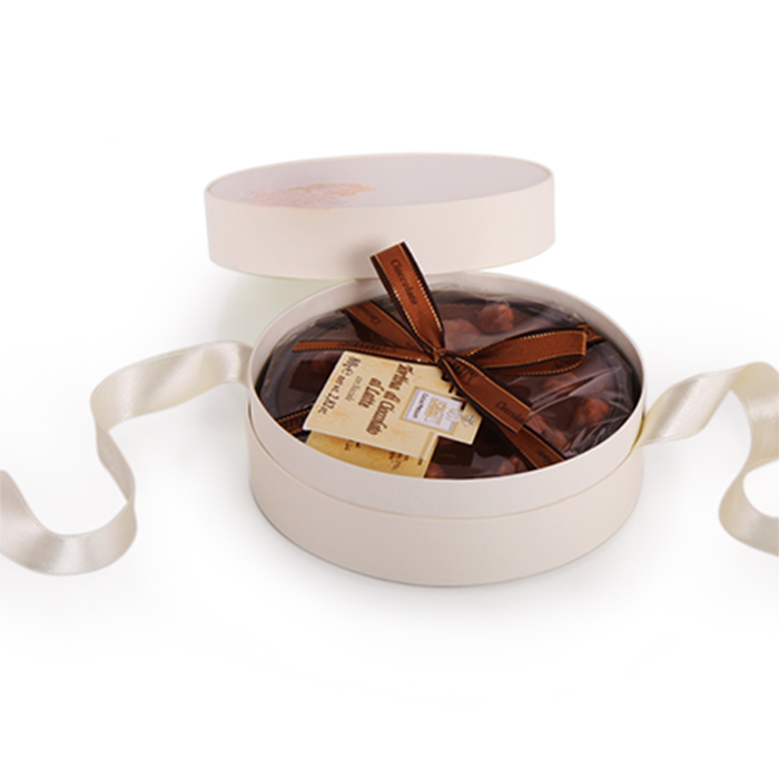 Custom Printed  Food Grade Rigid Cardboard Logo Printed Round Chocolate Mini Box With Lid for Valentine's Chocolate Gift Box