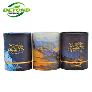 Luxury Rolled Edge Cylinder Matte Black Cardboard Gift Bottle Packaging Custom Round Candle Jars Tube Box With Gold Inner Tube