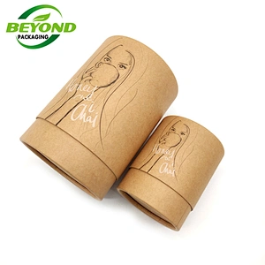 Biodegradable Cardboard Tea Cans Paper Canisters Customised Cylinder Kraft Paper Package for Cookie Chocolate tube