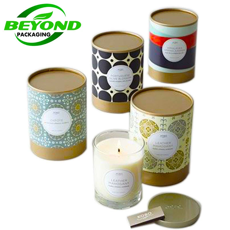 Luxury Printed Logo Round Cardboard Kraft Paper Candle Paper Tube In Candle Packaging