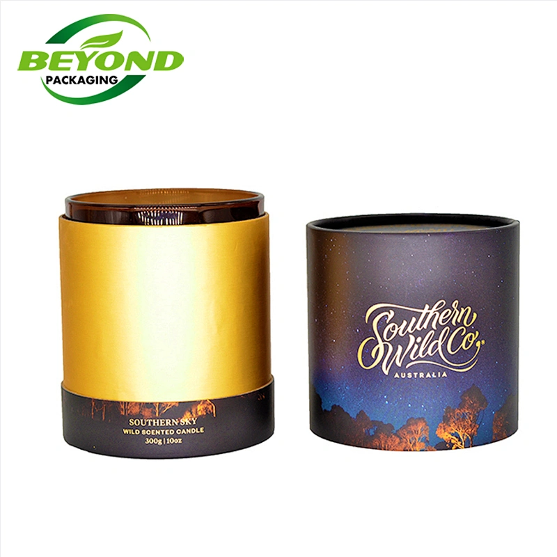 Biodegradable New Product High Quality Natural Kraft Gift Cylinder Cardboard Box Luxury Tube Candle Bottle Packaging Wholesale