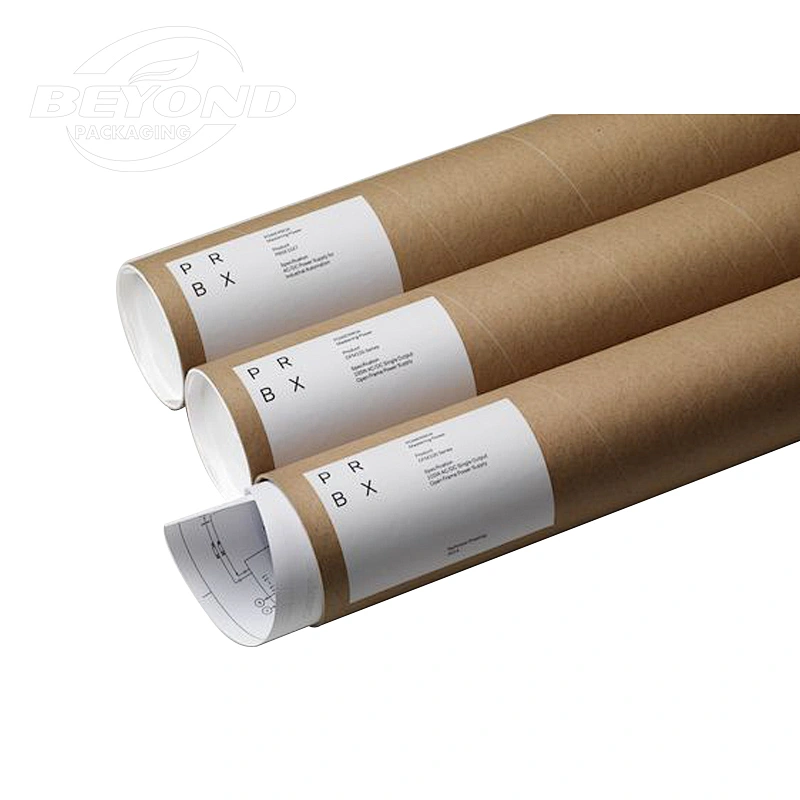 Natural Custom Biodegradable Kraft Round Cardboard Black Printing Craft Cylinder Paper Tube For Posters Shipping Tube