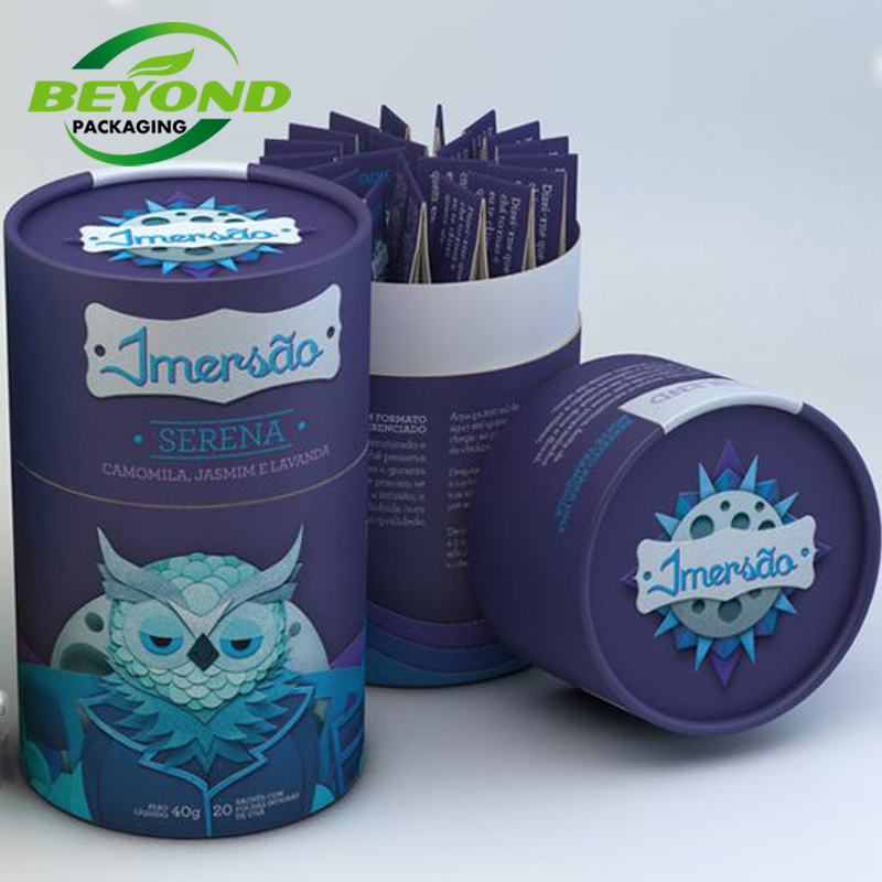 Wholesale Recycled Material Custom Printed Round Cylinder Cardboard Paper Tube Box For Tea Bags