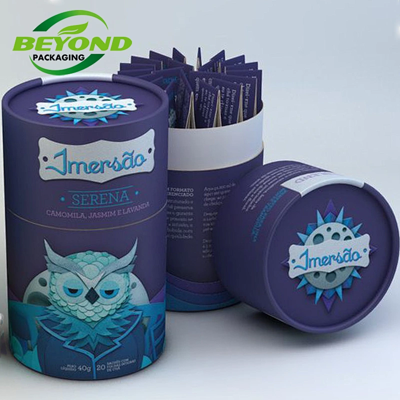 Wholesale Recycled Material Custom Printed Round Cylinder Cardboard Paper Tube Box For Tea Bags
