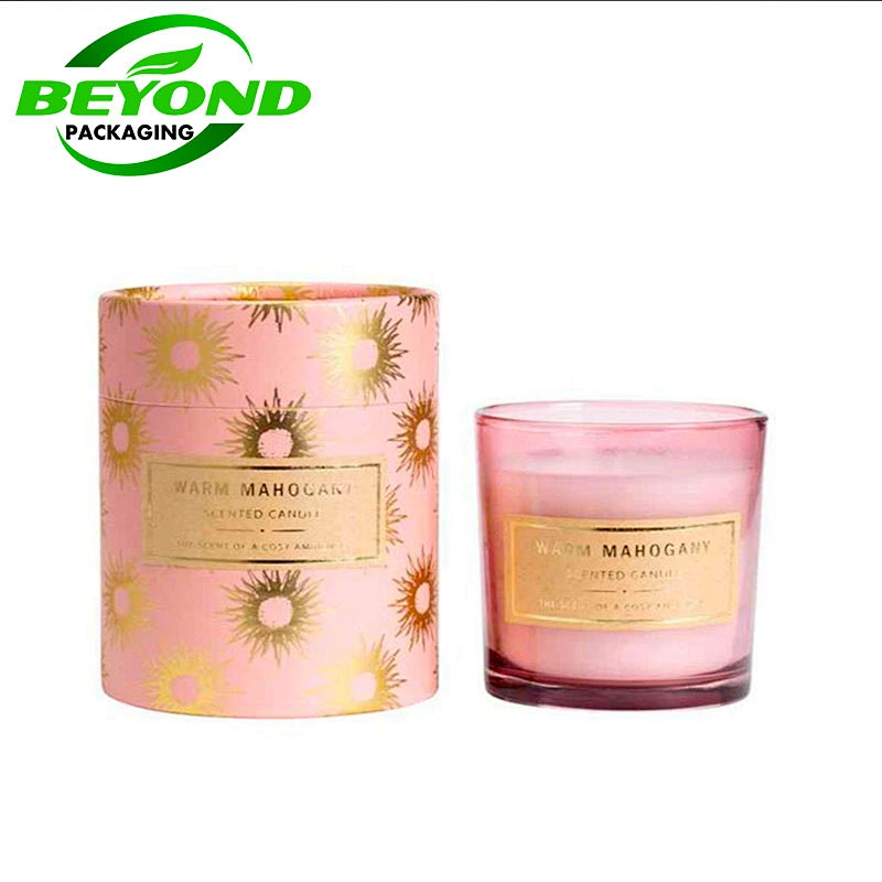 Eco Friendly Recycled  Round Kraft Paper Packaging Cardboard Tube For Empty Candle Jar With Luxury Box