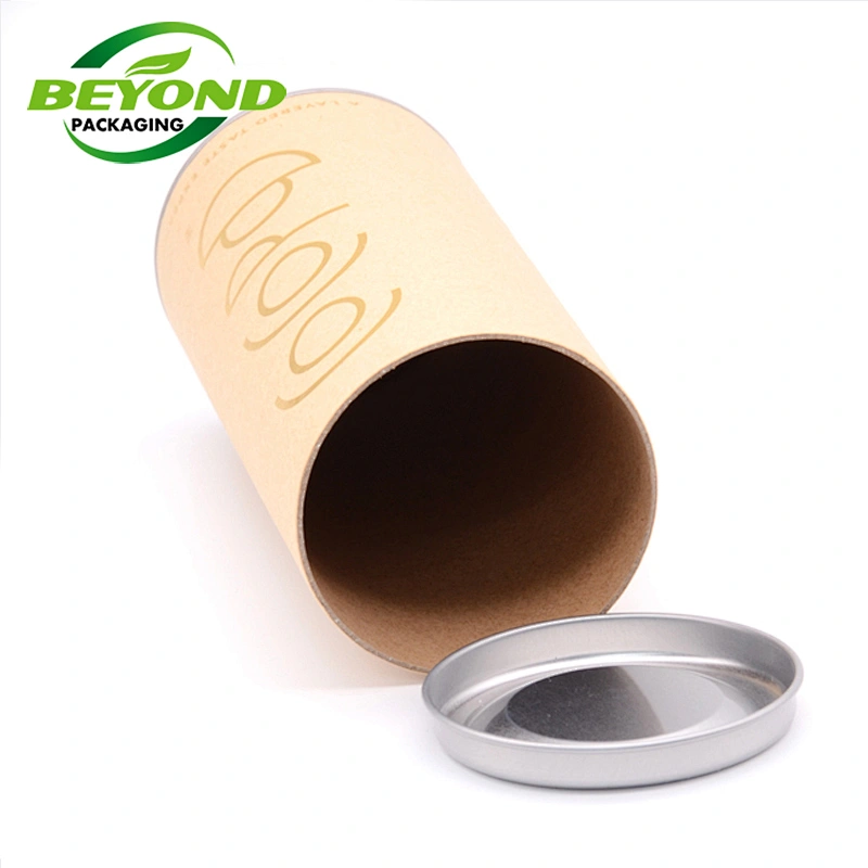 Wholesale Food Grade Cardboard Cylinder Moisture Proof Chocolate Paper Tube Aluminum Foil Boxes Packaging with Metal Lid product