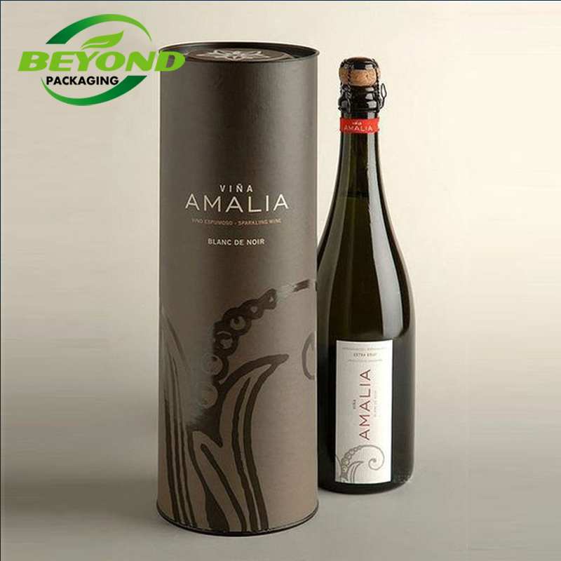Factory Directly Supply Rigid Cardboard Custom Printed Wine Bottle Packing Paper Tube CMYK Printing Recycled Cylinder Box