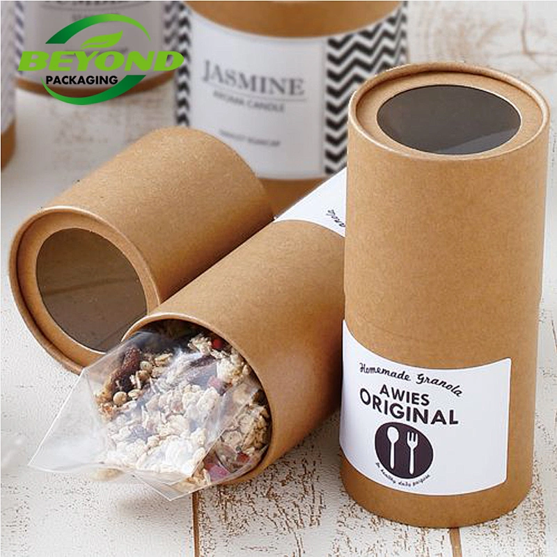 Food Grade Paper Board Kraft Core Cylinder Eco Friendly Paper Tube Container Tea Bag Herb Secondary Packaging with Custom Design