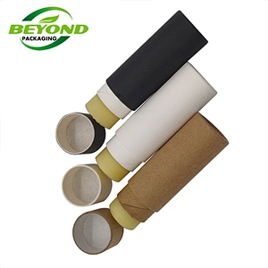 Eco friendly Kraft Push Up Paper Tubes Deodorant Container Round Cardboard Box For Deodorant Stick Coated Wax Paper