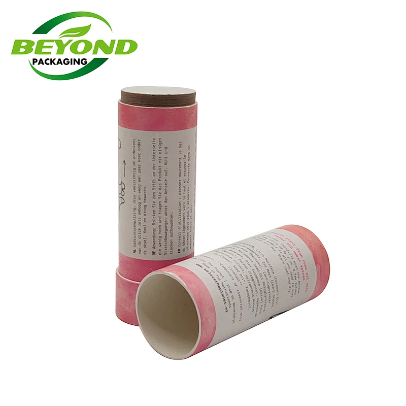 Best Eco Friendly Compostable Container Custom Printing Cylinder Push Up Paper Tube For Deodorant Solid Perfume Packaging