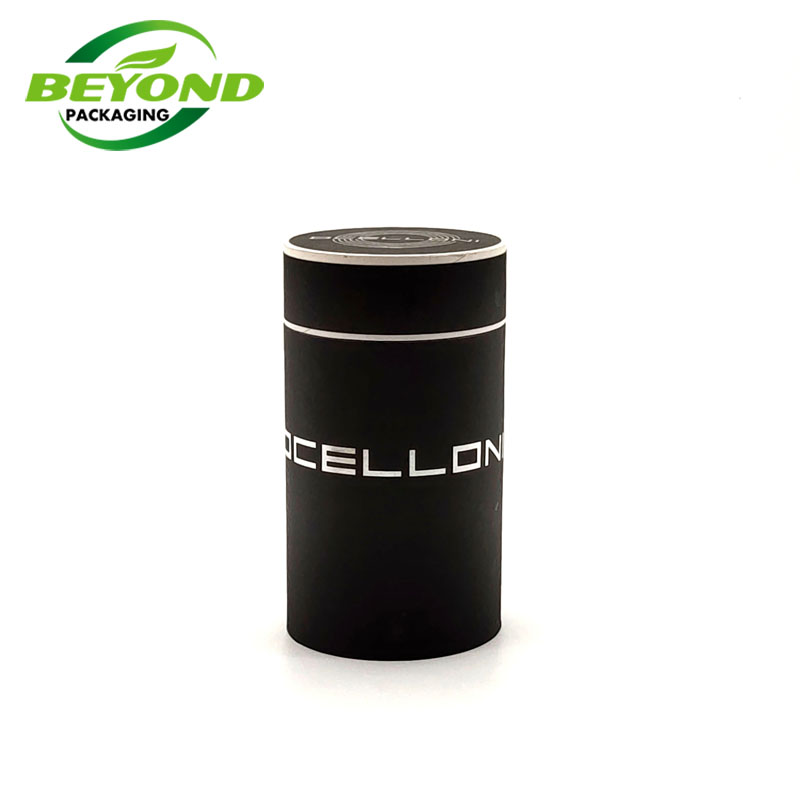 Custom Logo Biodegradable Black Kraft Round cylinder Paper Tube Underwear Packaging Box With Logo Silver Stamping