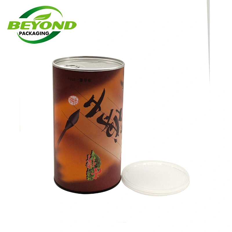 New Design Airtight CMYK Custom Size Food Grade Red Tea Food Packaging Paper Tube With Plastic Lid