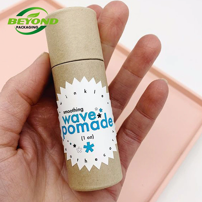 Custom logo printed round kraft recyclable deodorant stick container push up paper cylinder cosmetic lip balm packaging