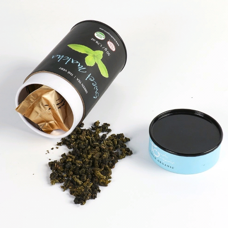 Food Grade Eco Friendly Cardboard Packaging Container For Tea Custom Design For Gift With Iron lids