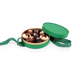 Custom Printed  Food Grade Rigid Cardboard Logo Printed Round Chocolate Mini Box With Lid for Valentine's Chocolate Gift Box