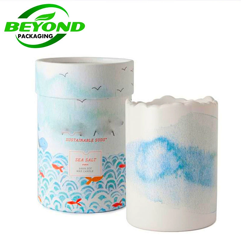 Eco Friendly Recycled  Round Kraft Paper Packaging Cardboard Tube For Empty Candle Jar With Luxury Box