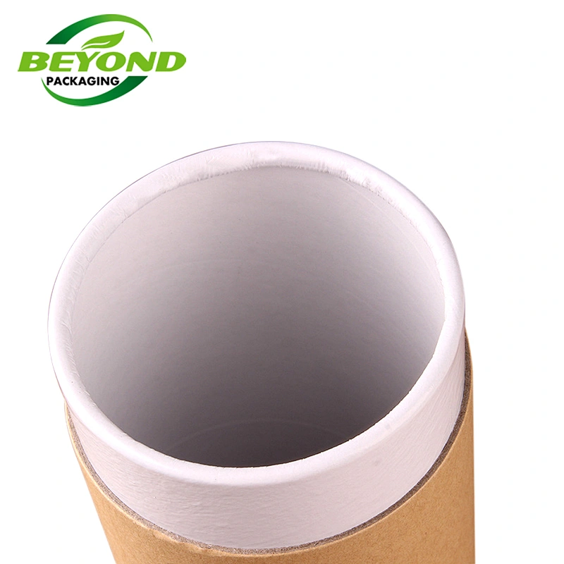 Recycle Material Natural Kraft Cardboard Rolled Edge Custom Printed Tea Packaging Tube Round Carton Gift Box