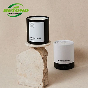 Custom Printing Eco Friendly Cardboard Paper Tube Gift Box Cylinder Scented Candle Holder Box Packaging