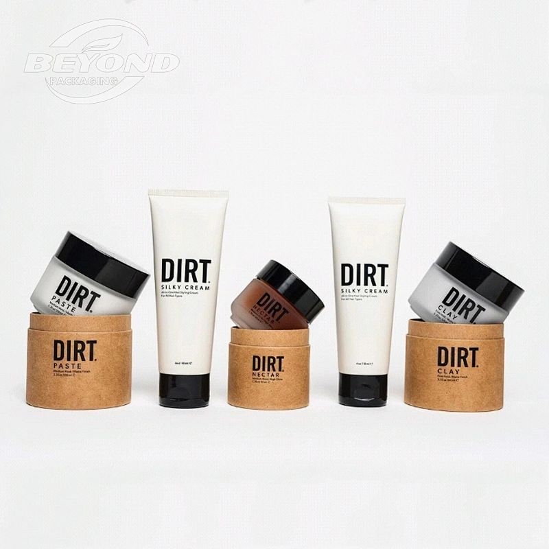 Customized Design Cylinder Gift Packaging Kraft Paper Cardboard Box For Cosmetics Packaging Body Moisturizer