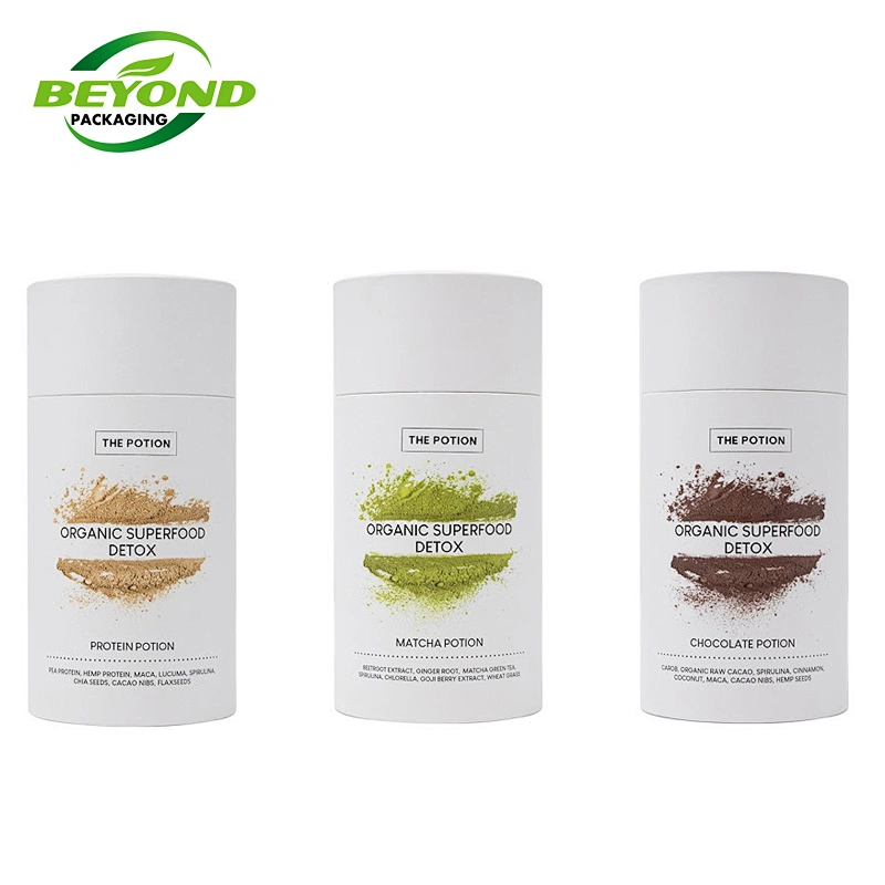 Food Grade Recycled Coffee Kraft Paper Core Tube Cylinder Cardboard Tea Round Packaging For Protein Collagen Superfood Powder