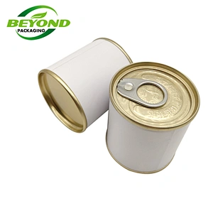 Recycled Biodegradable Material Food Grade Cylinder White Paper Tube Packaging With Metal Lid With Seal For Tea