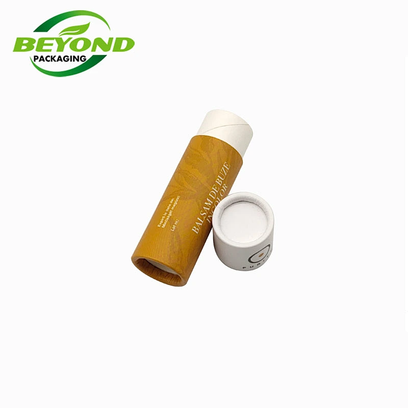 Eco Friendly Round Cylinder Push Up Paper Tube Kraft Cardboard For Lip Balm Set Packaging Container For 6g Deodorant Tube