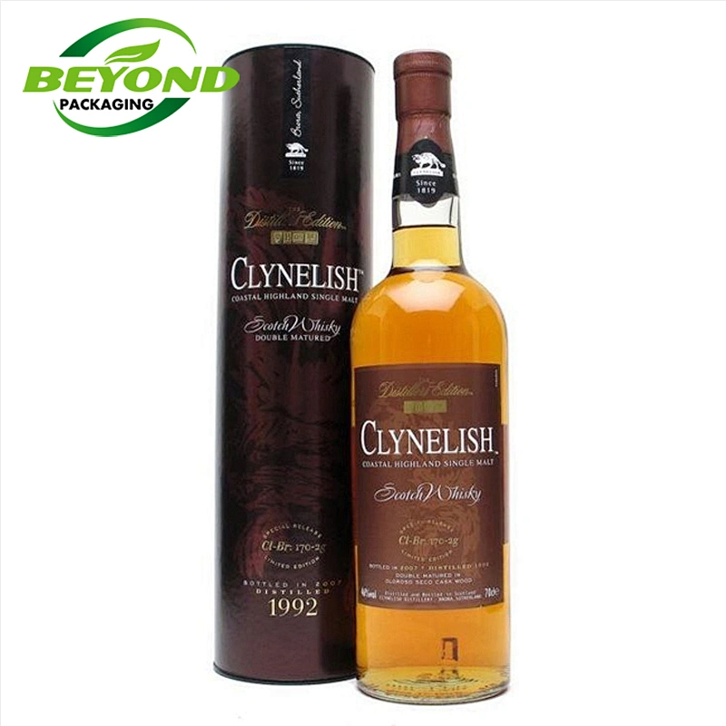 Luxury Eco Friendly Recycled  Round Rigid Cardboard Paper Tube For Wine Bottle For Gift With Metal Lid