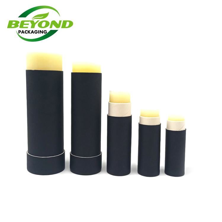 Eco friendly round black deodorant stick/lip balm containers packaging push up paper tube with inside  grease-proof paper