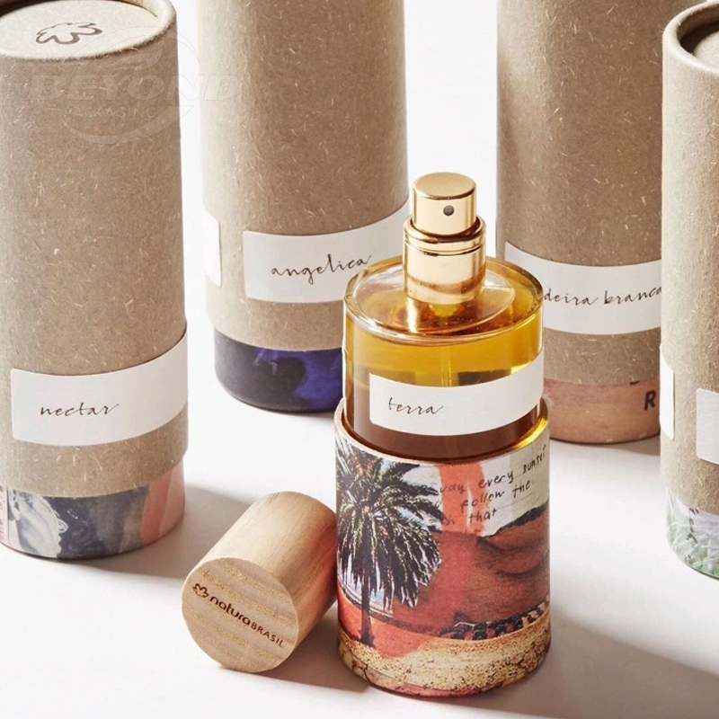 Custom Design Silver Paper Cylinder Packaging Kraft Paper Essential Oil Box Packaging Paper Tube
