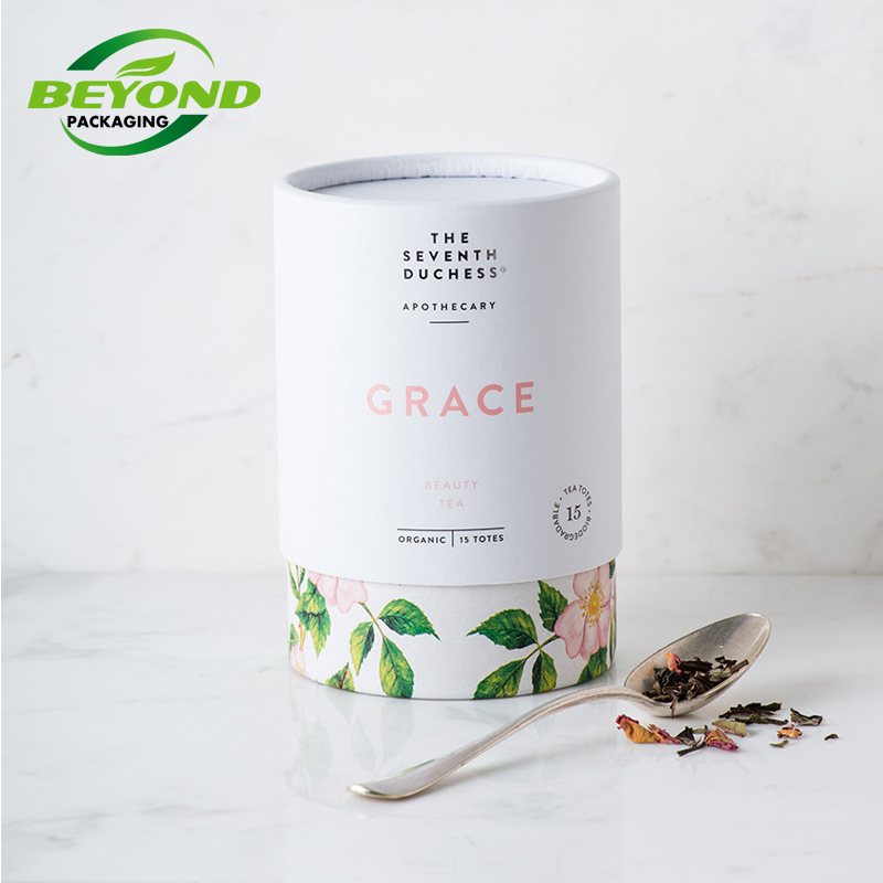 creative design biodegradable packaging cylinder container food grade Tea round box packaging gift paper tube