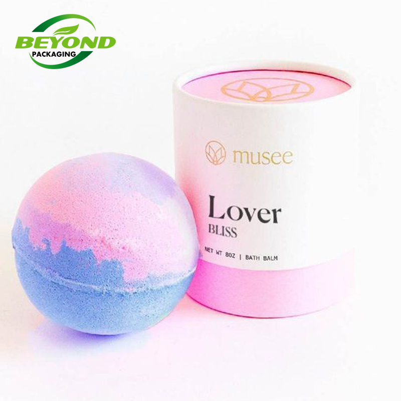 Recycled Pink Kraft Cardboard body oil Bottle Paper Packaging bath bombs packaging Paper tube gift boxes