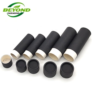 Eco friendly round black deodorant stick/lip balm containers packaging push up paper tube with inside  grease-proof paper