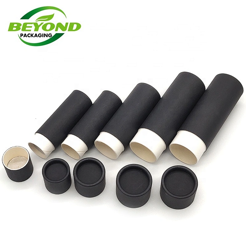 Eco friendly round black deodorant stick/lip balm containers packaging push up paper tube with inside  grease-proof paper