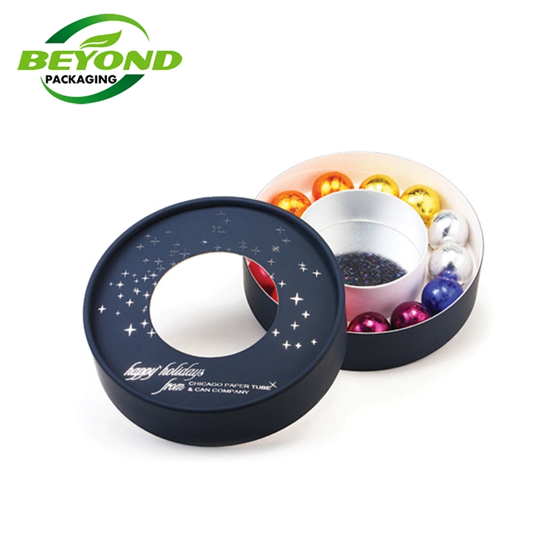Custom Printed  Food Grade Rigid Cardboard Logo Printed Round Chocolate Mini Box With Lid for Valentine's Chocolate Gift Box