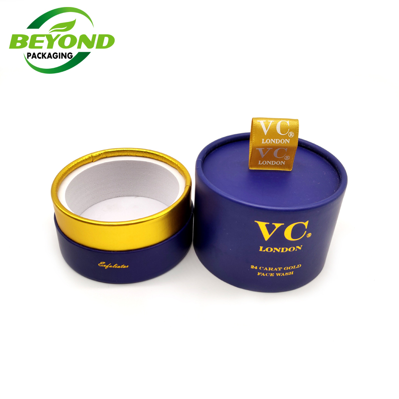 Beyond Package Biodegradable Cosmetic Packaging Cream Jar Customized Cylinder Cardboard Packaging EVA Holder for 200ml Glass Jar
