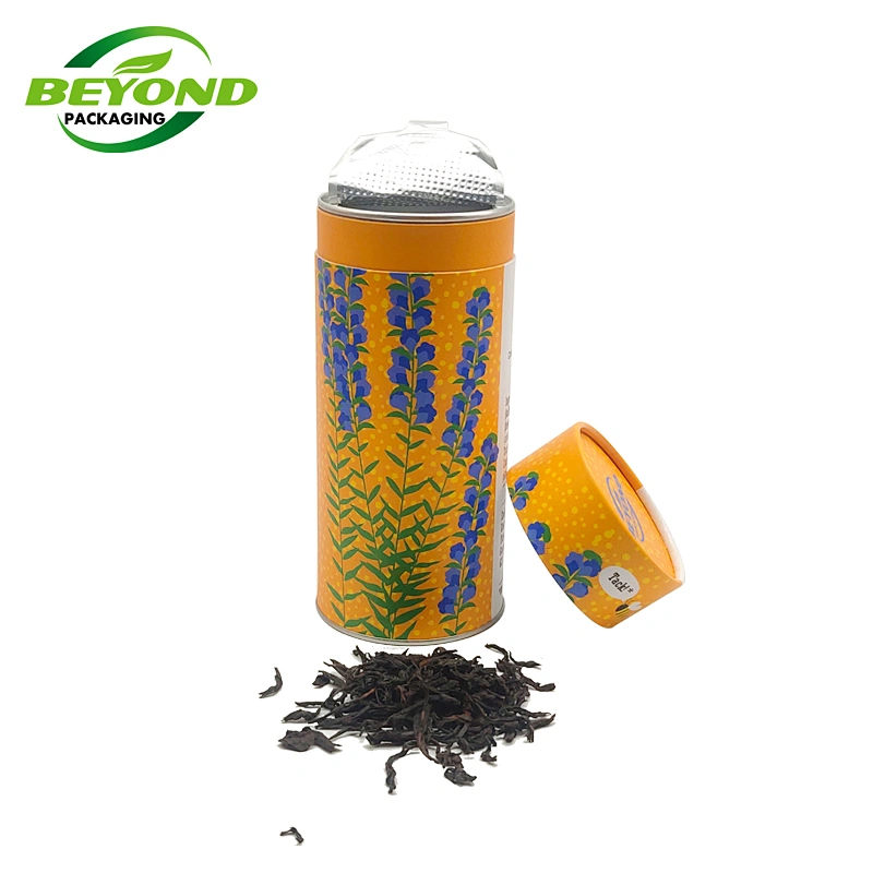Food Grade Aluminium Foil Lined Custom Printing Cardboard Easy Peel-off Lid Tube Packaging Paper Box For 100g Tea chips coffee