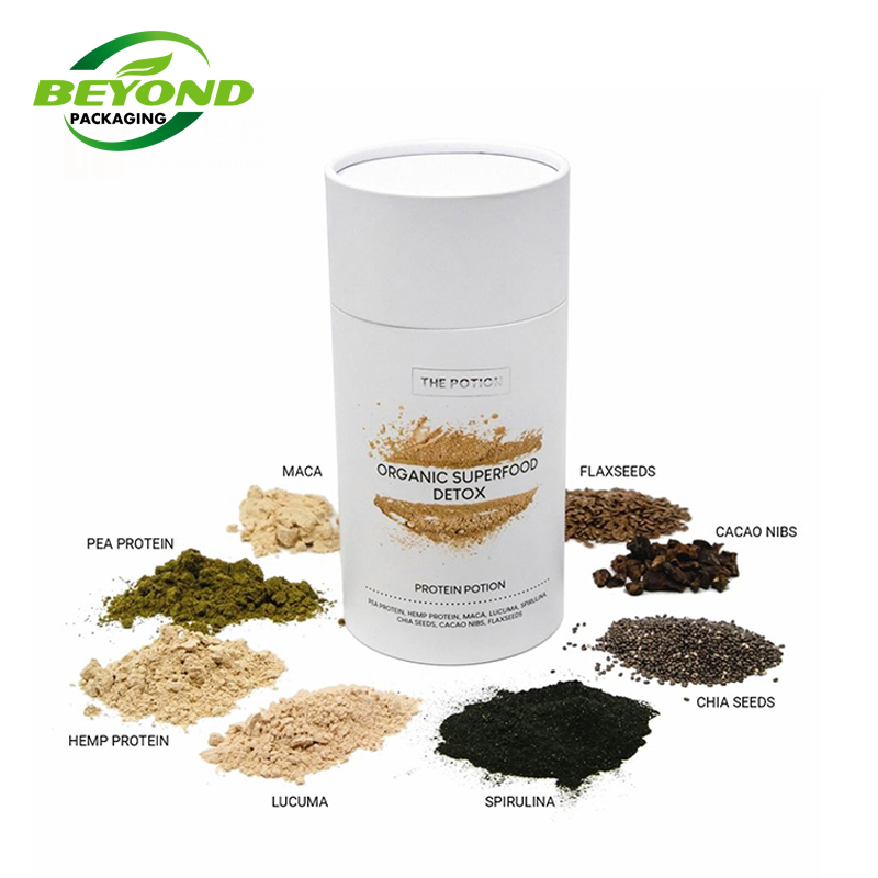 Food Grade Recycled Coffee Kraft Paper Core Tube Cylinder Cardboard Tea Round Packaging For Protein Collagen Superfood Powder
