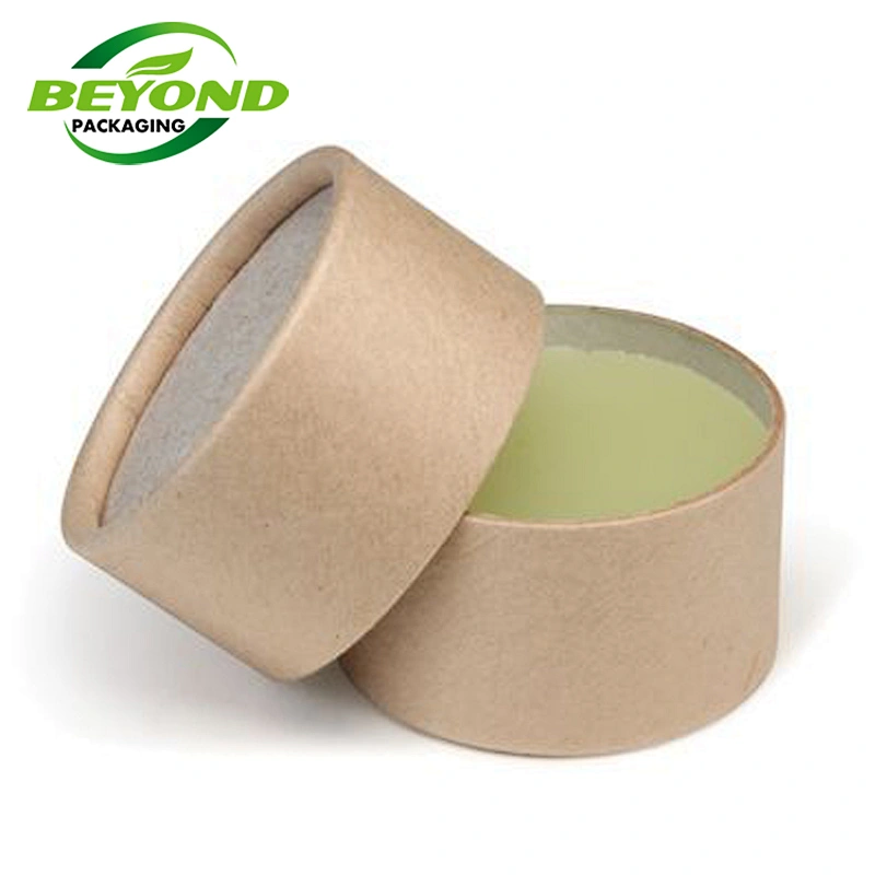 Biodegradable Kraft Cardboard Wax Paper Coated Deodorant Round Paper Box Mini Cosmetic Jar With Custom Logo Printed
