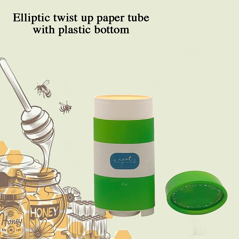 Biodegradable cosmetic kraft packaging solid Stick Containers oval screw-up stick cardboard deodorant/balm twist up tubes